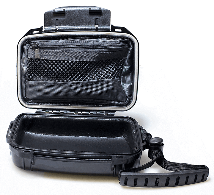 Hard plastic waterproof carry case opened