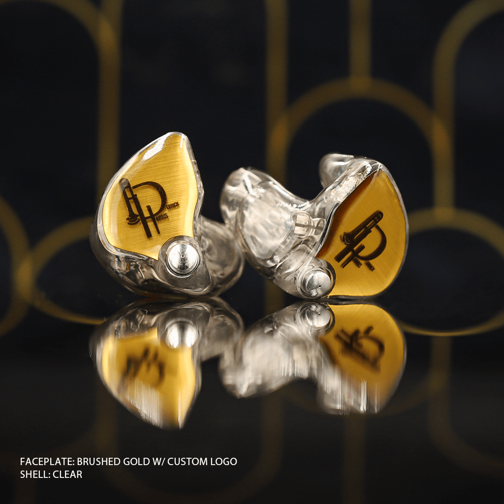 inearz brushed gold custom trombone logo