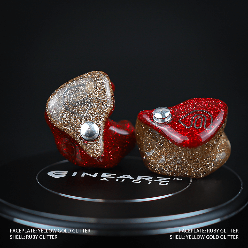 Inearz red & gold glitter