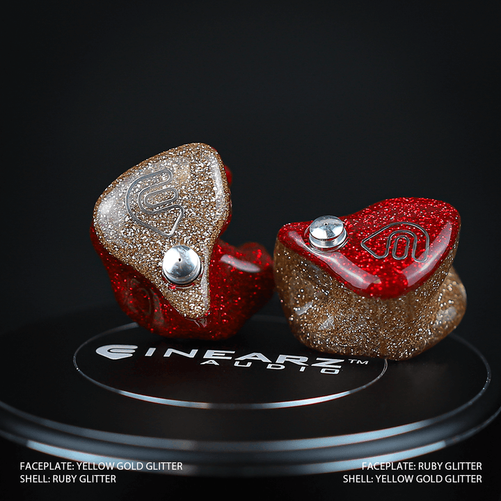 Inearz red & gold glitter