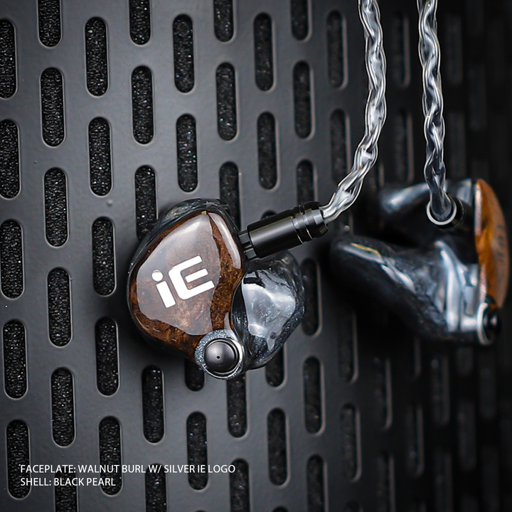 Inearz walnut with silver IE logo