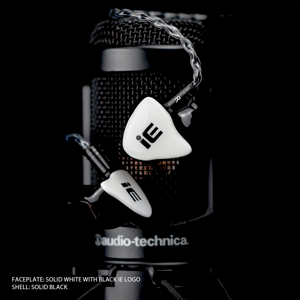Inearz white face with black IE logo on black shells