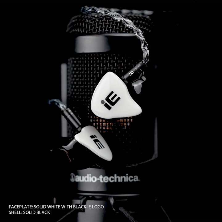 Inearz white face with black IE logo on black shells