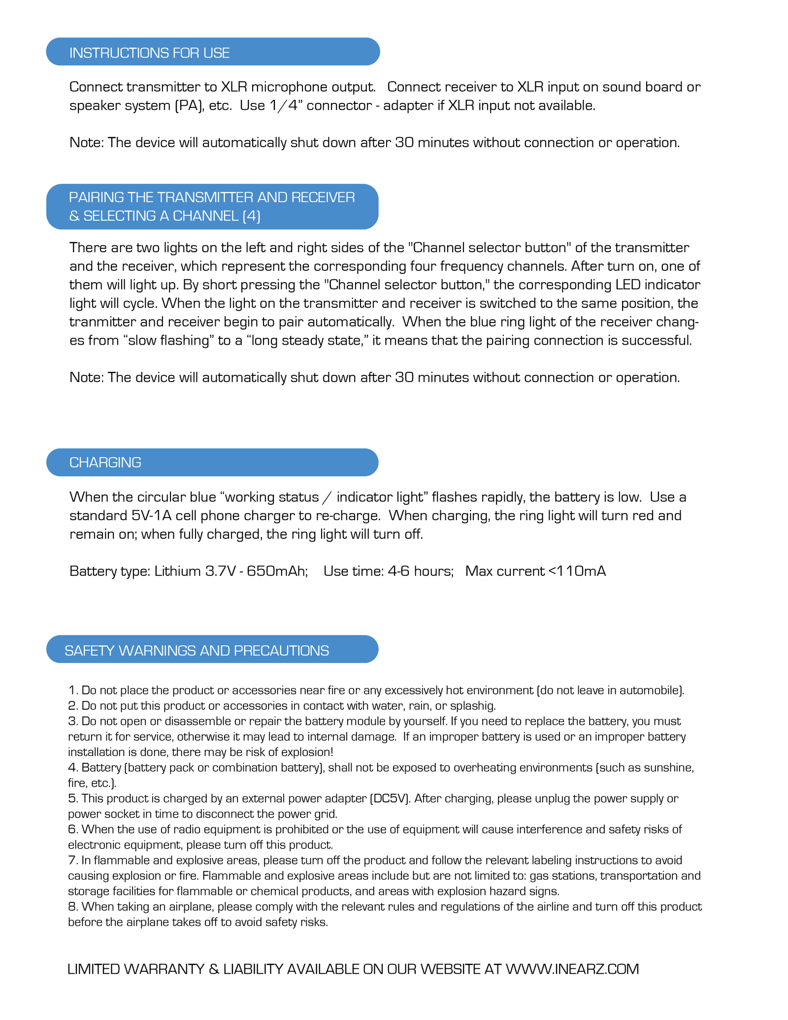 WM1 wireless mic instruction page 2